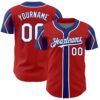 Custom Red White-Royal 3 Colors Arm Shapes Authentic Baseball Jersey
