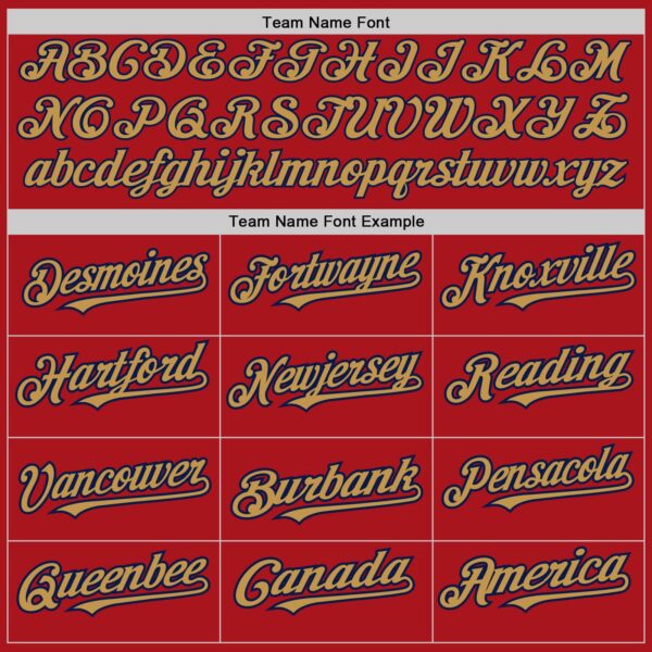 Custom Red Old Gold-Navy 3 Colors Arm Shapes Authentic Baseball Jersey