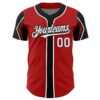 Custom Red White-Black 3 Colors Arm Shapes Authentic Baseball Jersey