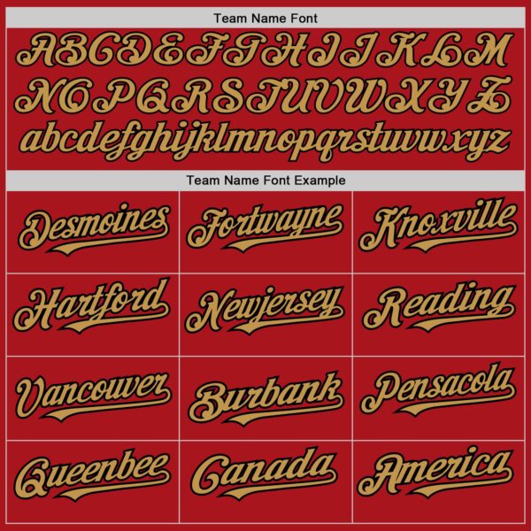 Custom Red Old Gold-Black 3 Colors Arm Shapes Authentic Baseball Jersey