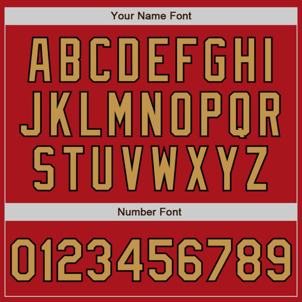 Custom Red Old Gold-Black 3 Colors Arm Shapes Authentic Baseball Jersey