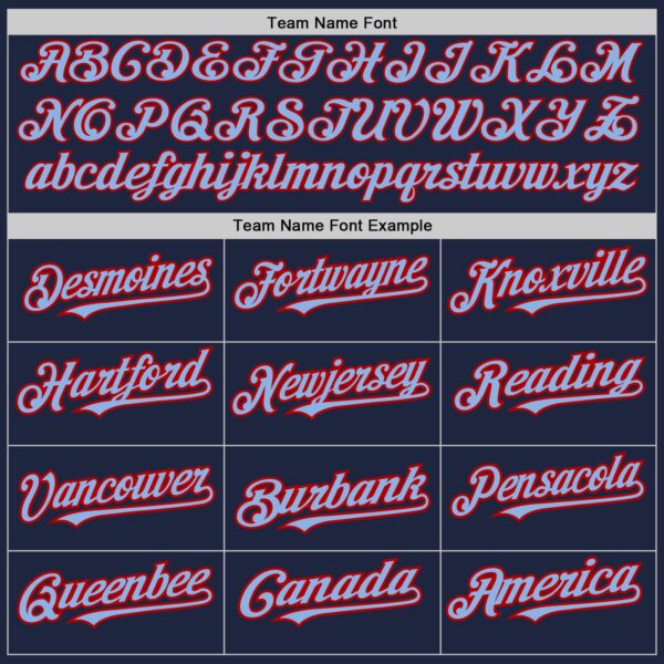 Custom Navy Light Blue-Red 3 Colors Arm Shapes Authentic Baseball Jersey
