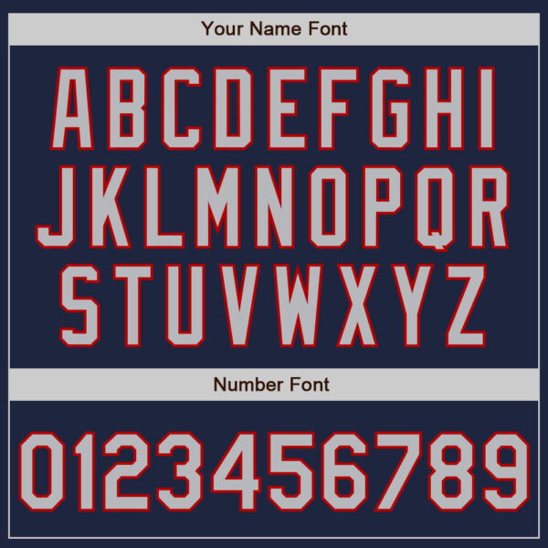 Custom Navy Gray-Red 3 Colors Arm Shapes Authentic Baseball Jersey