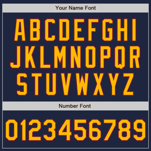 Custom Navy Gold-Crimson 3 Colors Arm Shapes Authentic Baseball Jersey