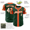 Custom Green White-Orange 3 Colors Arm Shapes Authentic Baseball Jersey