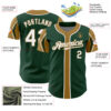 Custom Green White-Old Gold 3 Colors Arm Shapes Authentic Baseball Jersey