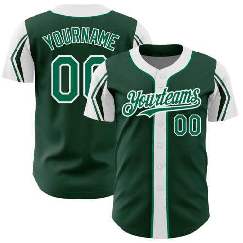 ArmShapes0074 Custom Green Kelly Green-White 3 Colors Arm Shapes Authentic Baseball Jersey