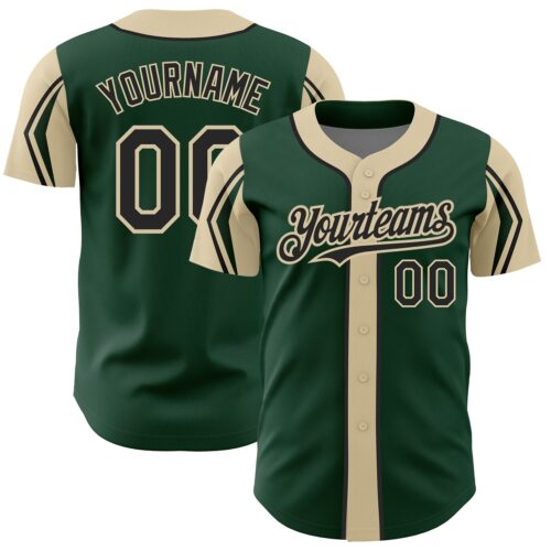 ArmShapes0075 Custom Green Black-City Cream 3 Colors Arm Shapes Authentic Baseball Jersey