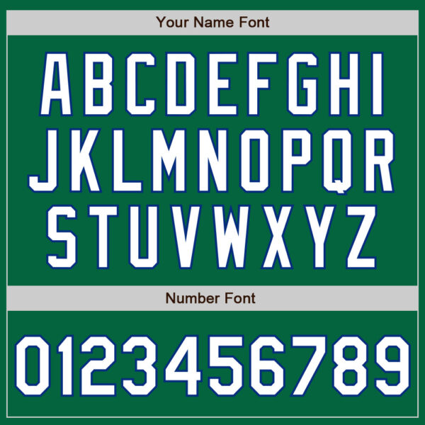 Custom Kelly Green White-Royal 3 Colors Arm Shapes Authentic Baseball Jersey