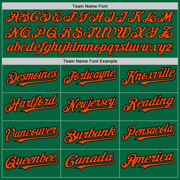 Custom Kelly Green Orange-Black 3 Colors Arm Shapes Authentic Baseball Jersey