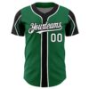 Custom Kelly Green White-Black 3 Colors Arm Shapes Authentic Baseball Jersey