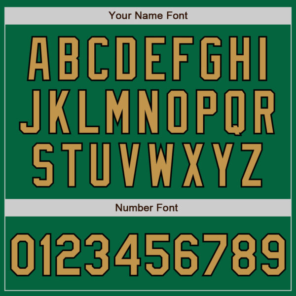 Custom Kelly Green Old Gold-Black 3 Colors Arm Shapes Authentic Baseball Jersey