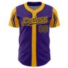 Custom Purple Black-Gold 3 Colors Arm Shapes Authentic Baseball Jersey