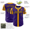 Custom Purple Black-Gold 3 Colors Arm Shapes Authentic Baseball Jersey