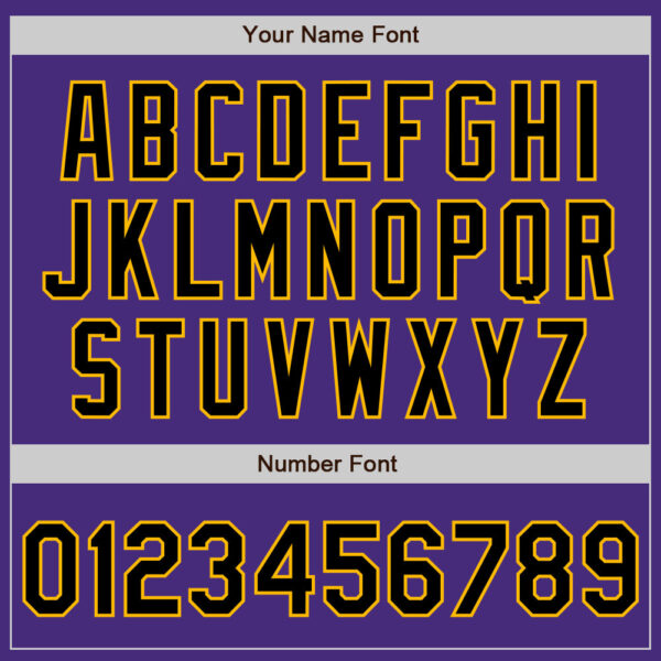 Custom Purple Black-Gold 3 Colors Arm Shapes Authentic Baseball Jersey