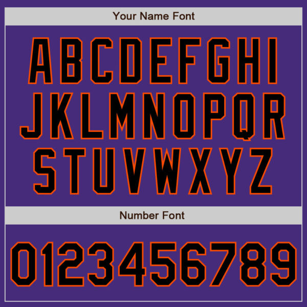 Custom Purple Black-Orange 3 Colors Arm Shapes Authentic Baseball Jersey