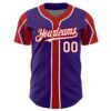 Custom Purple White-Red 3 Colors Arm Shapes Authentic Baseball Jersey