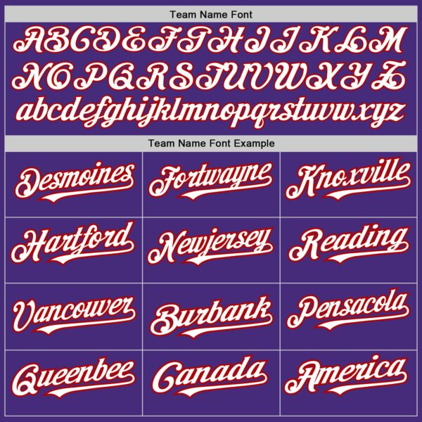 Custom Purple White-Red 3 Colors Arm Shapes Authentic Baseball Jersey