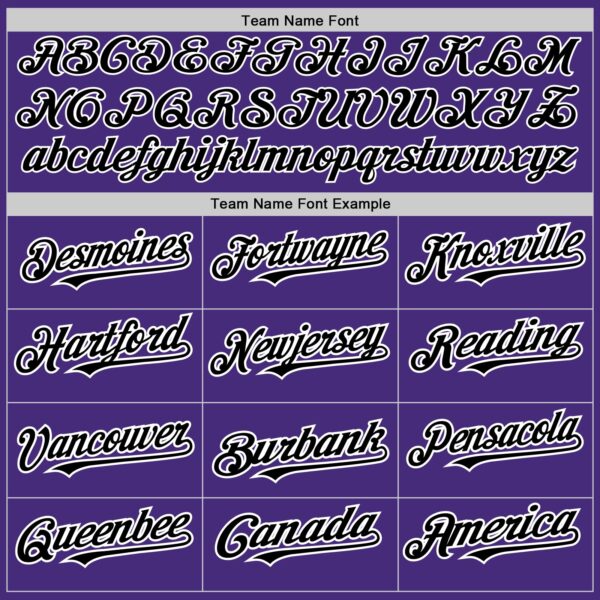 Custom Purple Black-White 3 Colors Arm Shapes Authentic Baseball Jersey