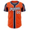 Custom Orange White-Navy 3 Colors Arm Shapes Authentic Baseball Jersey