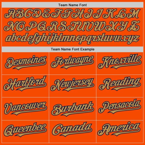 Custom Orange Old Gold-Navy 3 Colors Arm Shapes Authentic Baseball Jersey