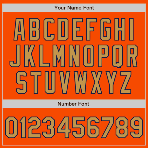 Custom Orange Old Gold-Navy 3 Colors Arm Shapes Authentic Baseball Jersey