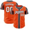 Custom Orange White-Steel Gray 3 Colors Arm Shapes Authentic Baseball Jersey