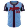 Custom Light Blue Red-Navy 3 Colors Arm Shapes Authentic Baseball Jersey