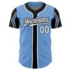 Custom Light Blue White-Black 3 Colors Arm Shapes Authentic Baseball Jersey
