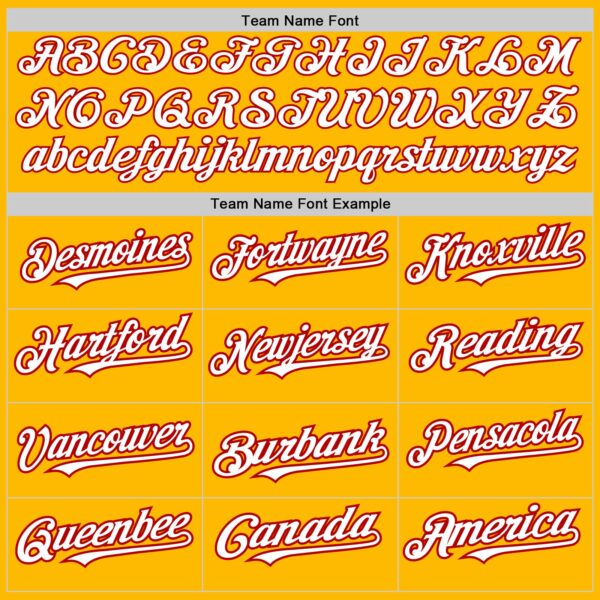 Custom Gold White-Red 3 Colors Arm Shapes Authentic Baseball Jersey