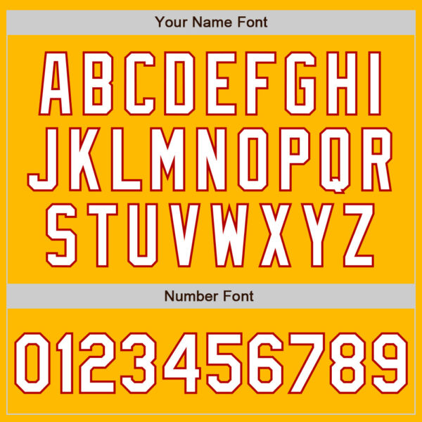 Custom Gold White-Red 3 Colors Arm Shapes Authentic Baseball Jersey