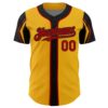 Custom Gold Red-Black 3 Colors Arm Shapes Authentic Baseball Jersey