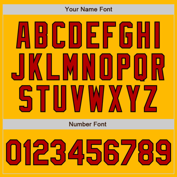 Custom Gold Red-Black 3 Colors Arm Shapes Authentic Baseball Jersey