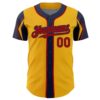 Custom Gold Red-Navy 3 Colors Arm Shapes Authentic Baseball Jersey