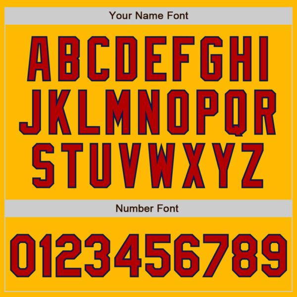 Custom Gold Red-Navy 3 Colors Arm Shapes Authentic Baseball Jersey