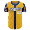 Custom Gold White-Royal 3 Colors Arm Shapes Authentic Baseball Jersey