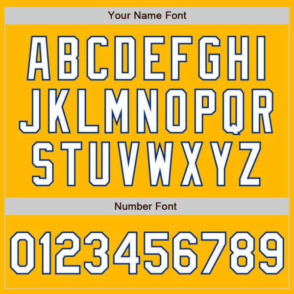 Custom Gold White-Royal 3 Colors Arm Shapes Authentic Baseball Jersey