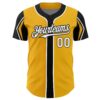 Custom Gold White-Black 3 Colors Arm Shapes Authentic Baseball Jersey