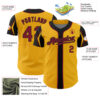 Custom Gold Crimson-Black 3 Colors Arm Shapes Authentic Baseball Jersey