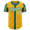Custom Gold White-Kelly Green 3 Colors Arm Shapes Authentic Baseball Jersey