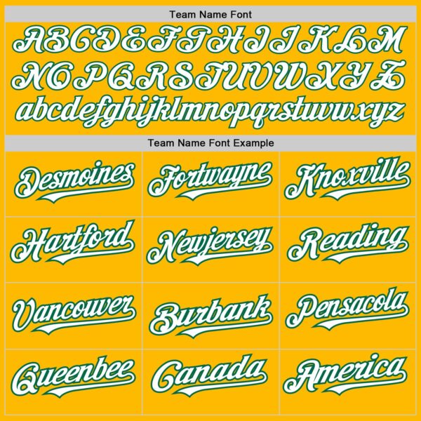 Custom Gold White-Kelly Green 3 Colors Arm Shapes Authentic Baseball Jersey