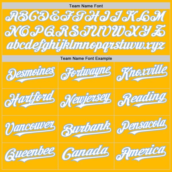 Custom Gold White-Light Blue 3 Colors Arm Shapes Authentic Baseball Jersey