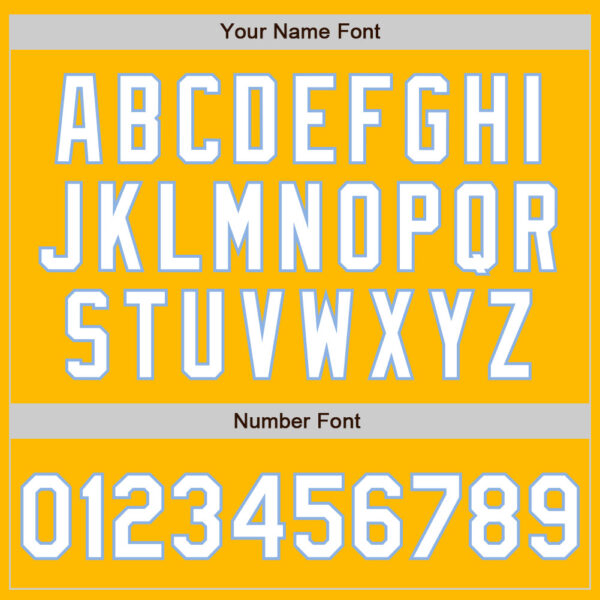 Custom Gold White-Light Blue 3 Colors Arm Shapes Authentic Baseball Jersey