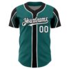 Custom Teal White-Black 3 Colors Arm Shapes Authentic Baseball Jersey