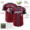 Custom Crimson White-Navy 3 Colors Arm Shapes Authentic Baseball Jersey