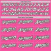 Custom Pink White-Green 3 Colors Arm Shapes Authentic Baseball Jersey