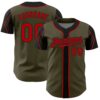 Custom Olive Red-Black 3 Colors Arm Shapes Authentic Salute To Service Baseball Jersey