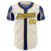 Custom Cream Yellow-Royal 3 Colors Arm Shapes Authentic Baseball Jersey