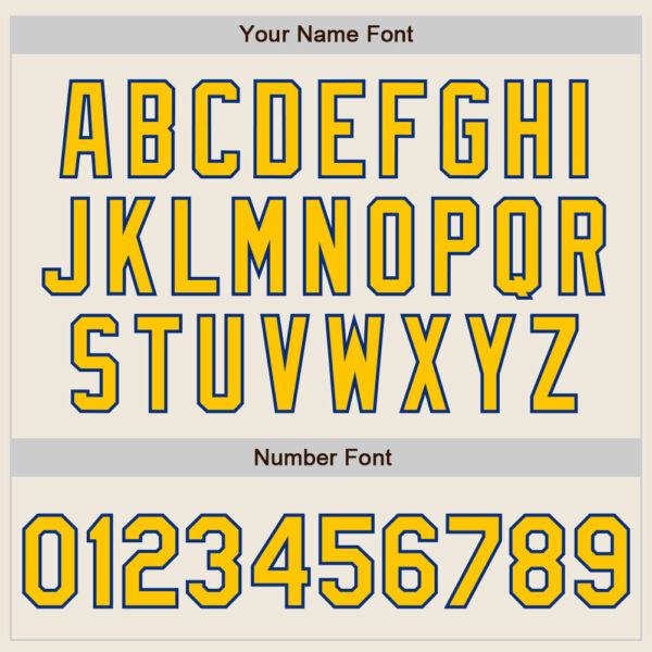 Custom Cream Yellow-Royal 3 Colors Arm Shapes Authentic Baseball Jersey