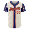 Custom Cream Orange-Royal 3 Colors Arm Shapes Authentic Baseball Jersey